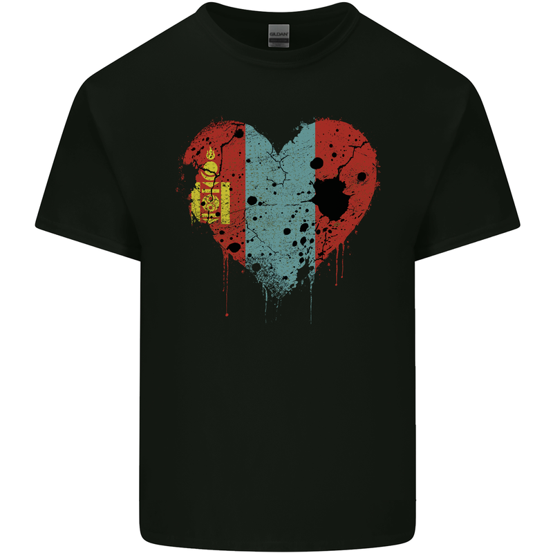 Love Mongolia Flag Mongolian Day Football Kids T-Shirt Childrens Black