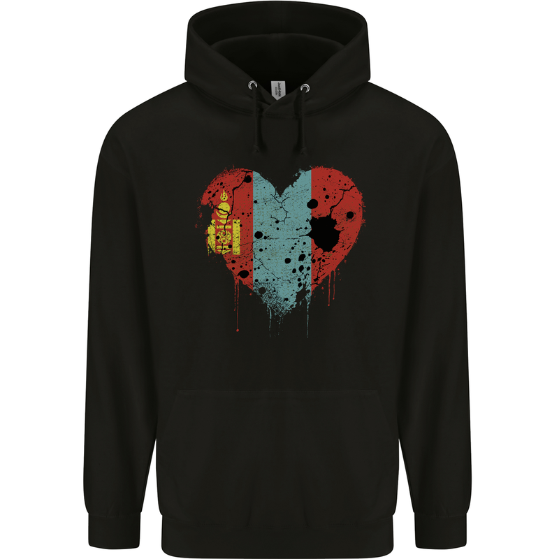 Love Mongolia Flag Mongolian Day Football Mens 80% Cotton Hoodie Black