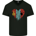 Love Mongolia Flag Mongolian Day Football Mens V-Neck Cotton T-Shirt Black