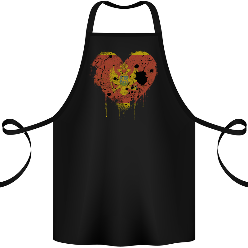 Love Montenegro Flag Montenegrin Day Football Cotton Apron 100% Organic Black