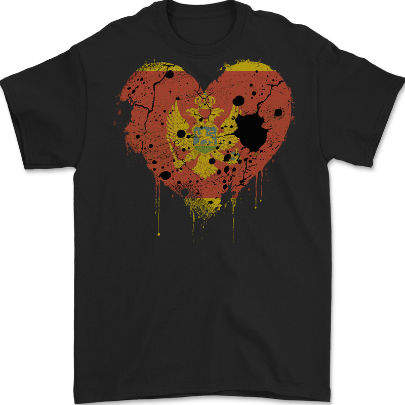Love Montenegro Flag Montenegrin Day Football Mens Gildan Cotton T-Shirt Black