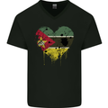 Love Mozambique Flag Mozambican Day Football Mens V-Neck Cotton T-Shirt Black