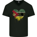 Love Mozambique Flag Mozambican Day Football Mens V-Neck Cotton T-Shirt Black
