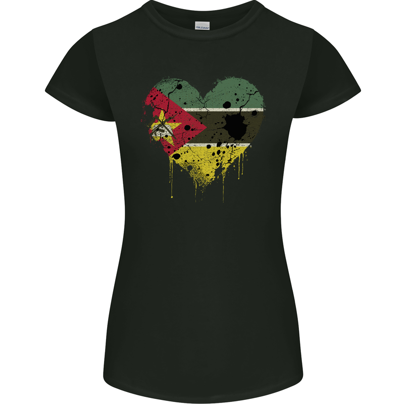 Love Mozambique Flag Mozambican Day Football Womens Petite Cut T-Shirt Black