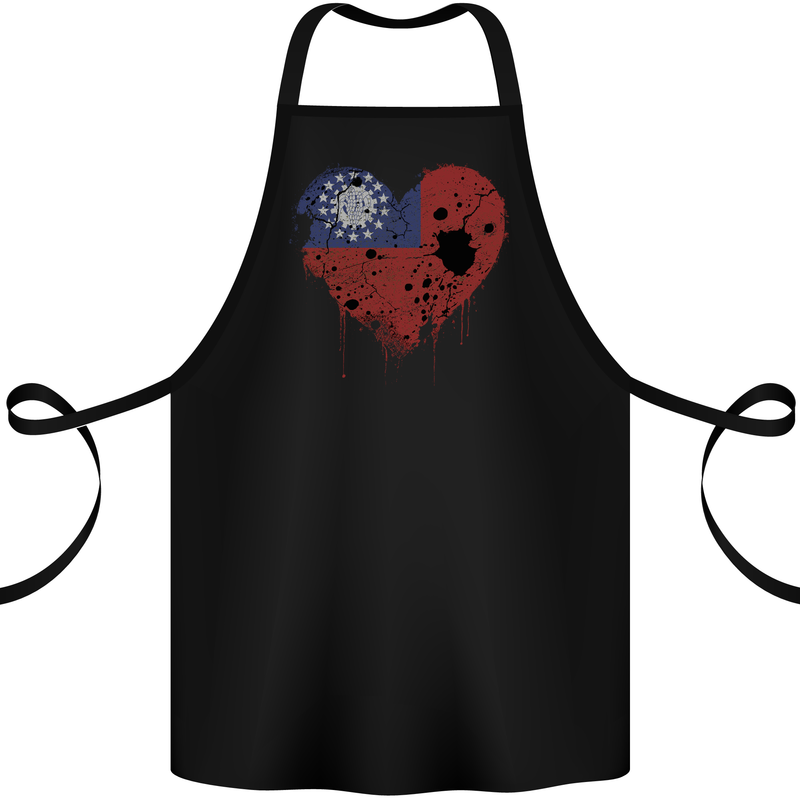 Love Myanmar Flag Burmese Day Football Cotton Apron 100% Organic Black