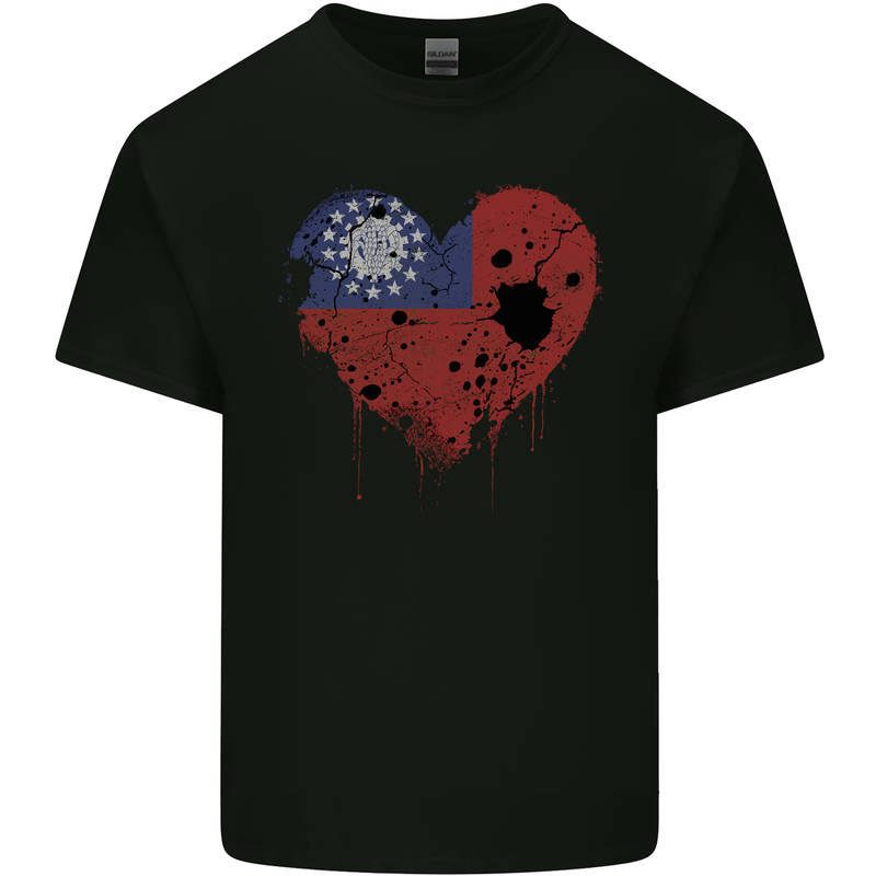 Love Myanmar Flag Burmese Day Football Kids T-Shirt Childrens Black