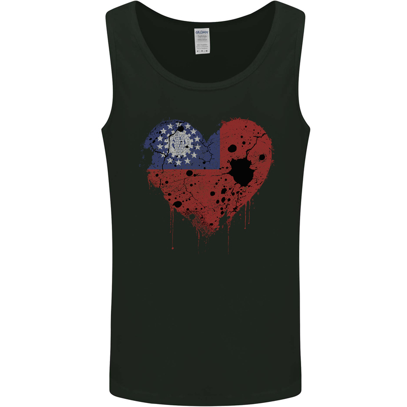 Love Myanmar Flag Burmese Day Football Mens Vest Tank Top Black