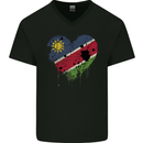 Love Namibia Flag Namibian Day Football Mens V-Neck Cotton T-Shirt Black