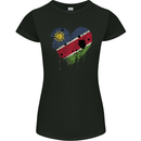 Love Namibia Flag Namibian Day Football Womens Petite Cut T-Shirt Black