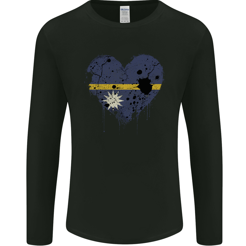 Love Nauru Flag Nauruan Day Football Mens Long Sleeve T-Shirt Black