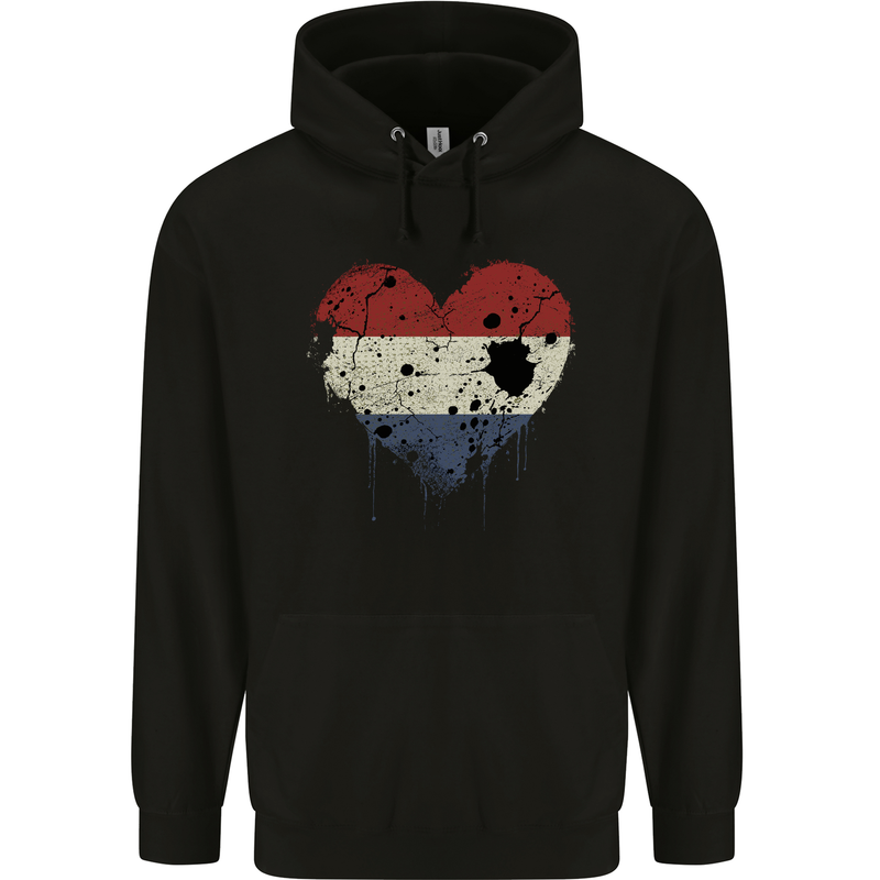 Love Netherlands Flag Holland Dutch Day Football Childrens Kids Hoodie Black