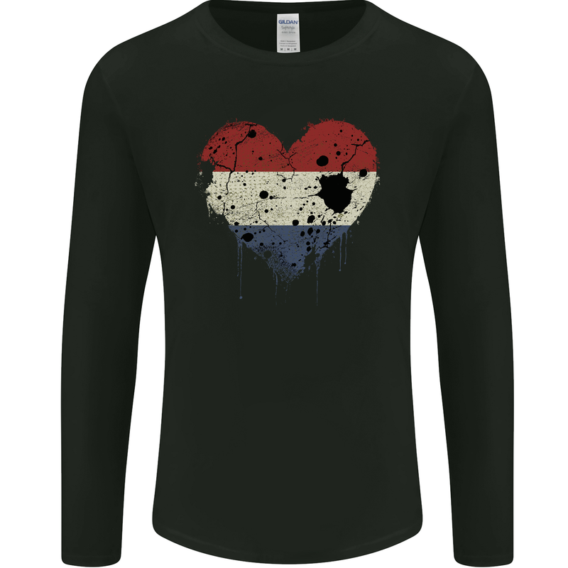 Love Netherlands Flag Holland Dutch Day Football Mens Long Sleeve T-Shirt Black
