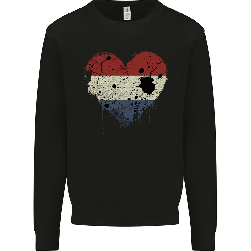 Love Netherlands Flag Holland Dutch Day Football Mens Sweatshirt Jumper Black