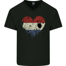 Love Netherlands Flag Holland Dutch Day Football Mens V-Neck Cotton T-Shirt Black