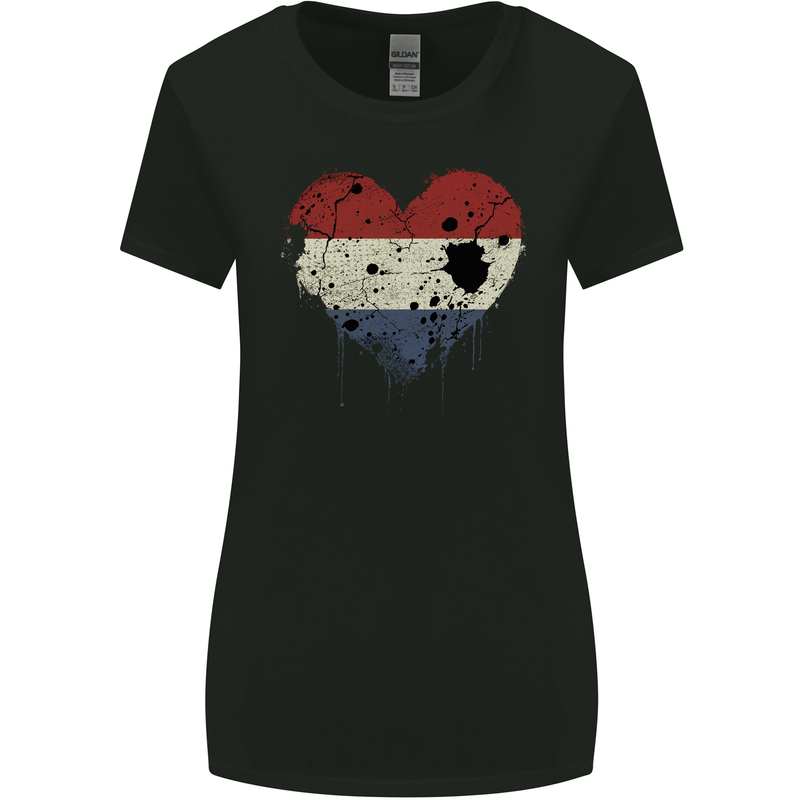 Love Netherlands Flag Holland Dutch Day Football Womens Wider Cut T-Shirt Black