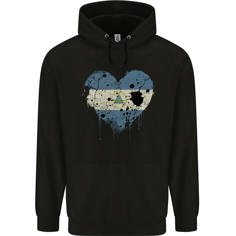 Love Nicaragua Flag Nicaraguan Day Football Childrens Kids Hoodie Black