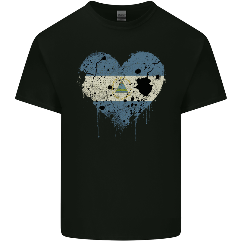 Love Nicaragua Flag Nicaraguan Day Football Mens Cotton T-Shirt Tee Top Black