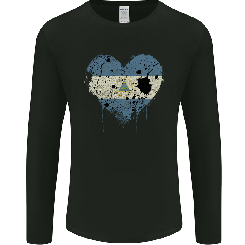 Love Nicaragua Flag Nicaraguan Day Football Mens Long Sleeve T-Shirt Black