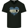 Love Nicaragua Flag Nicaraguan Day Football Mens V-Neck Cotton T-Shirt Black