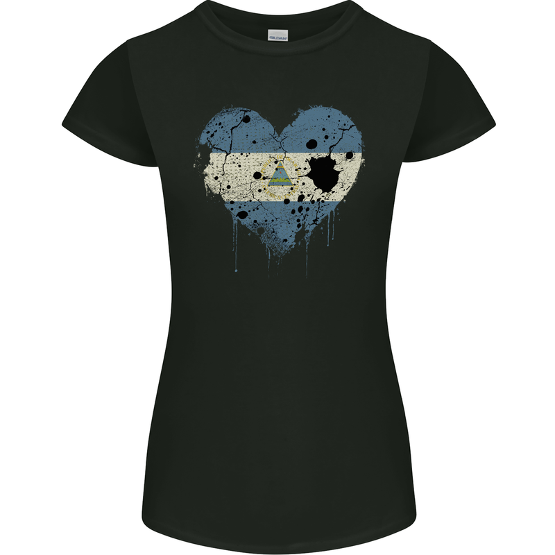 Love Nicaragua Flag Nicaraguan Day Football Womens Petite Cut T-Shirt Black