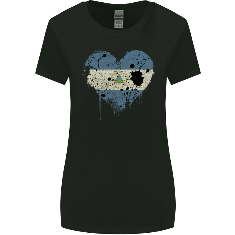 Love Nicaragua Flag Nicaraguan Day Football Womens Wider Cut T-Shirt Black