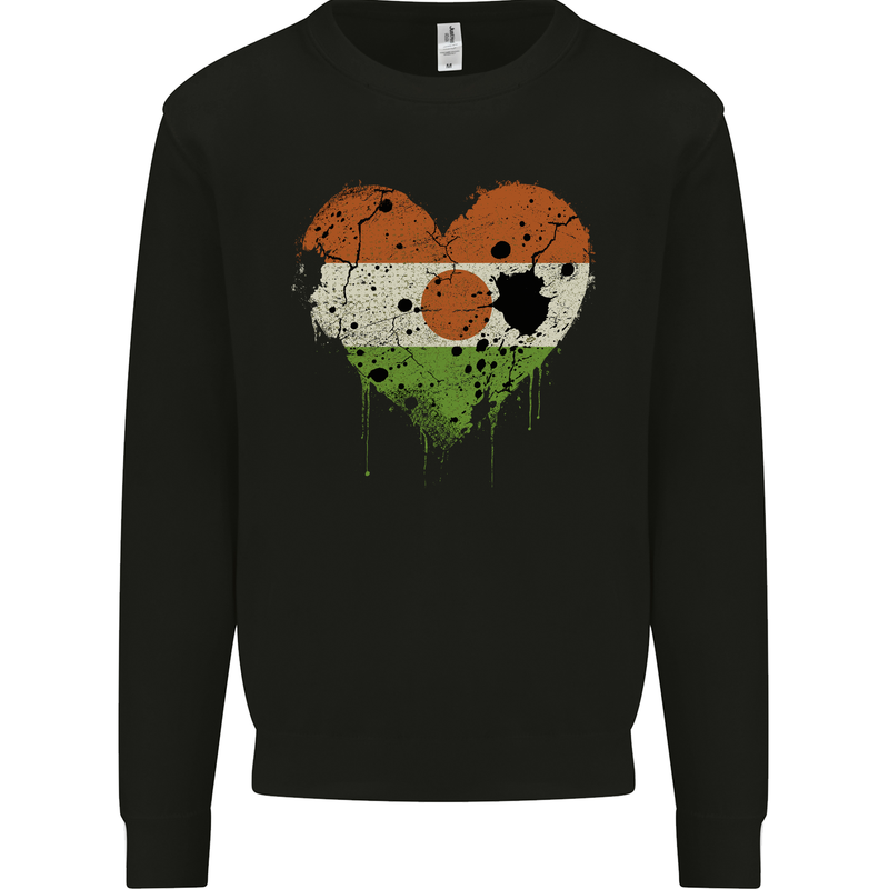 Love Nigeria Flag Nigerian Day Football Mens Sweatshirt Jumper Black