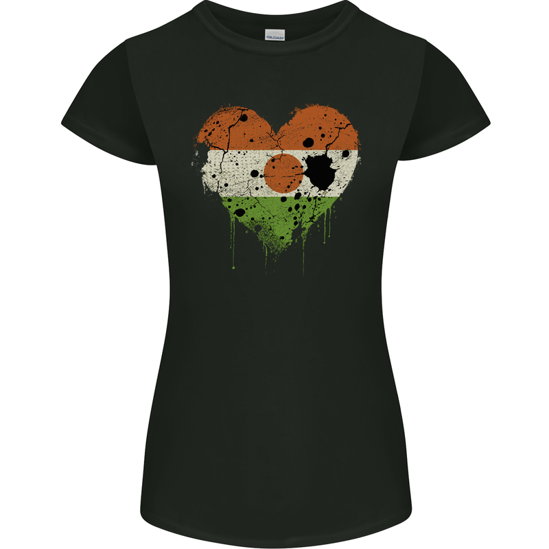 Love Nigeria Flag Nigerian Day Football Womens Petite Cut T-Shirt Black