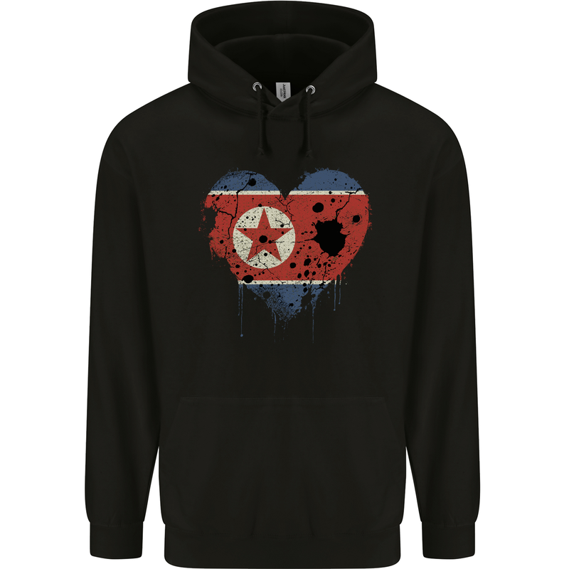 Love North Korea Flag Korean Day Football Childrens Kids Hoodie Black