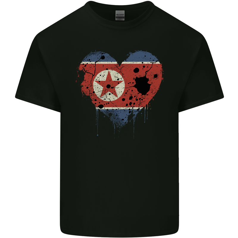 Love North Korea Flag Korean Day Football Mens Cotton T-Shirt Tee Top Black