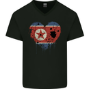 Love North Korea Flag Korean Day Football Mens V-Neck Cotton T-Shirt Black