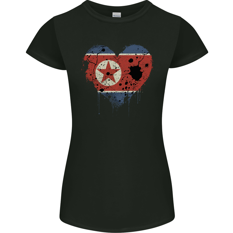 Love North Korea Flag Korean Day Football Womens Petite Cut T-Shirt Black