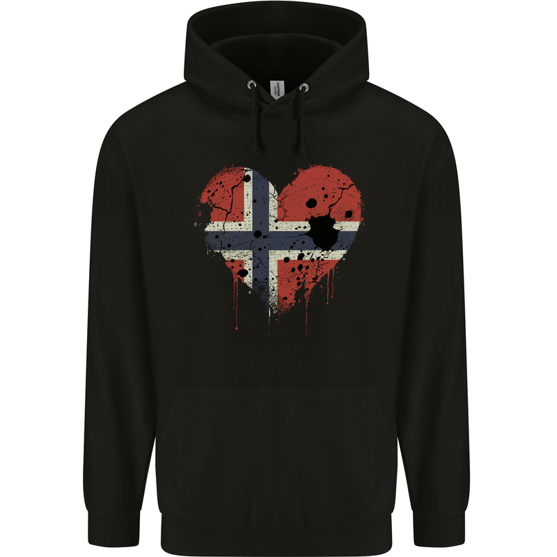 Love Norway Flag Norwegian Day Football Childrens Kids Hoodie Black