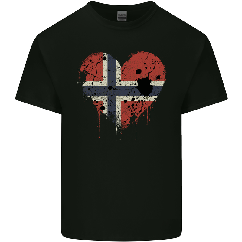 Love Norway Flag Norwegian Day Football Mens Cotton T-Shirt Tee Top Black