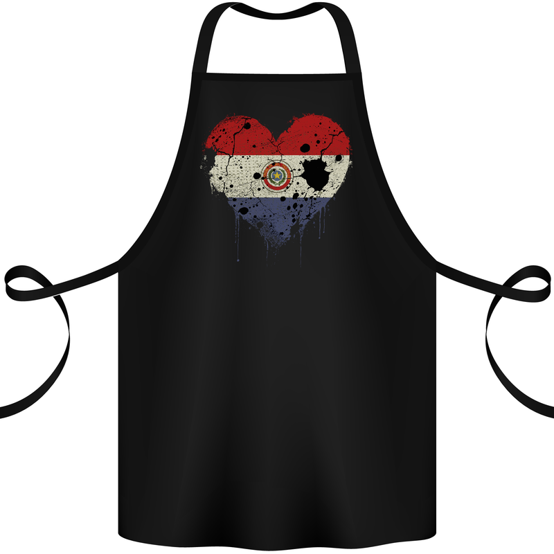 Love Paraguay Flag Paraguayan Day Football Cotton Apron 100% Organic Black