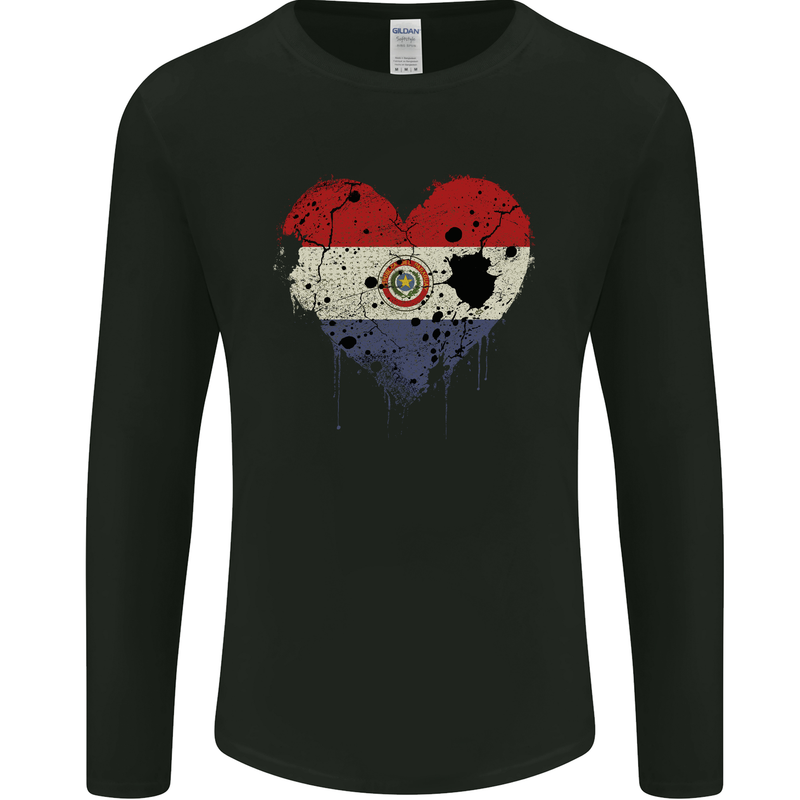 Love Paraguay Flag Paraguayan Day Football Mens Long Sleeve T-Shirt Black