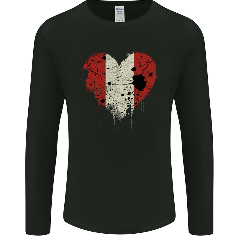 Love Peru Flag Peruvian Day Football Mens Long Sleeve T-Shirt Black