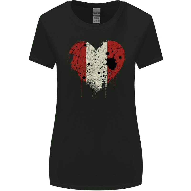 Love Peru Flag Peruvian Day Football Womens Wider Cut T-Shirt Black