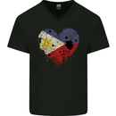 Love Philippines Flag Philipino Day Football Mens V-Neck Cotton T-Shirt Black