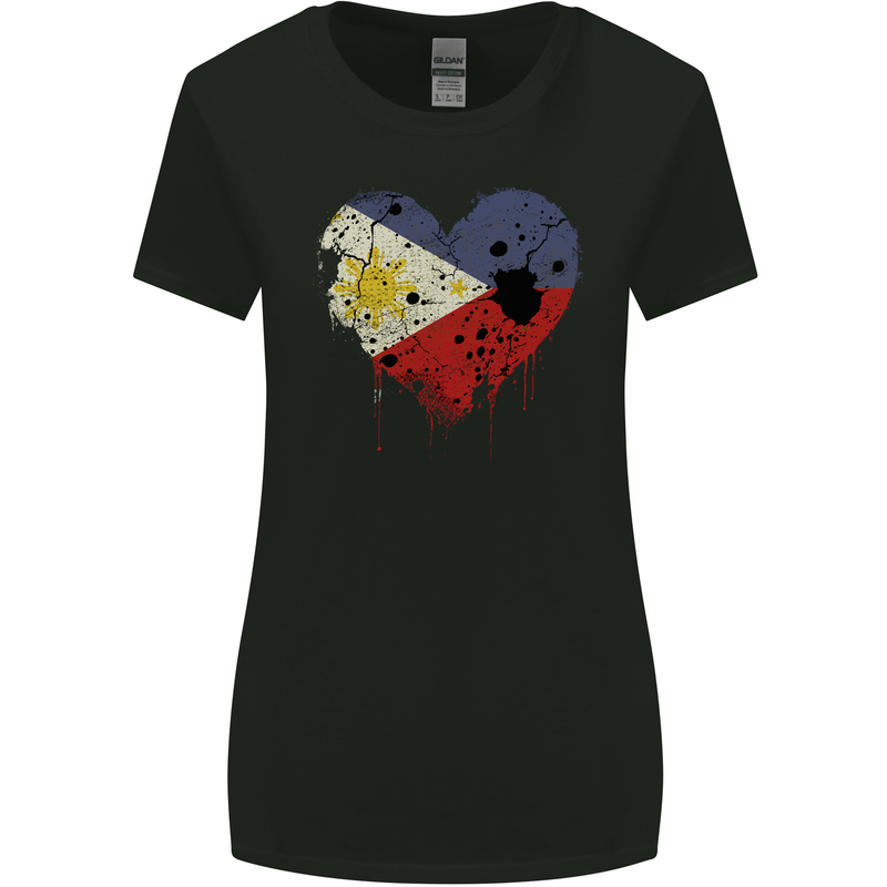 Love Philippines Flag Philipino Day Football Womens Wider Cut T-Shirt Black