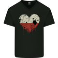 Love Poland Flag Polish Day Football Mens V-Neck Cotton T-Shirt Black