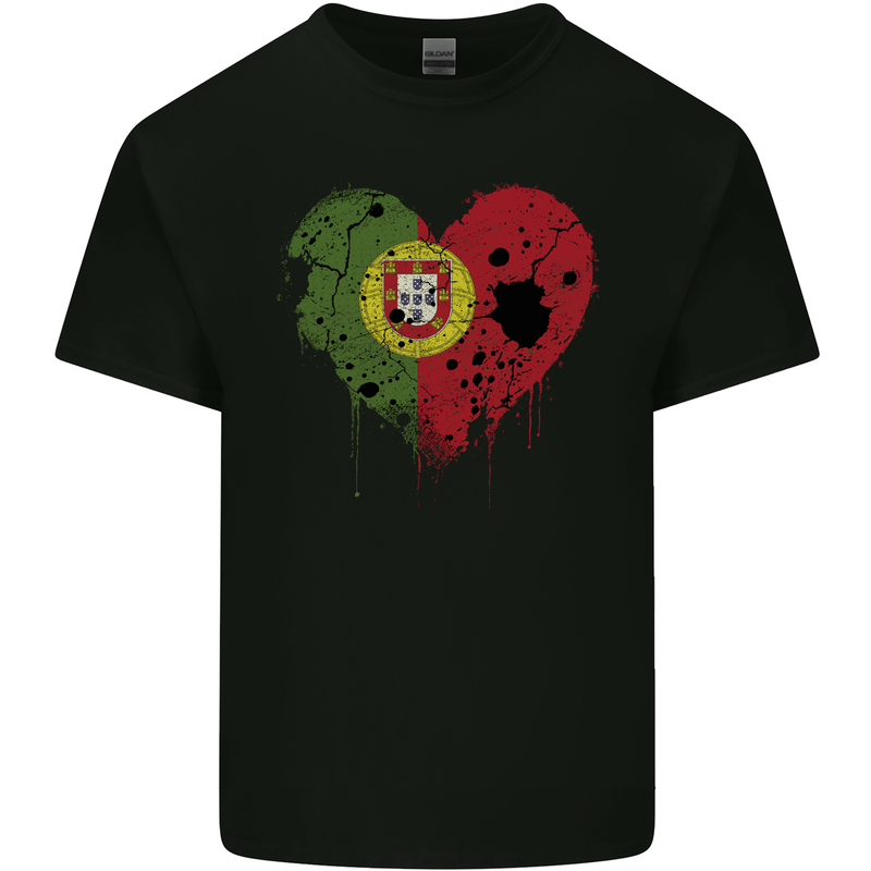 Love Portugal Flag Portuguese Day Football Mens Cotton T-Shirt Tee Top Black