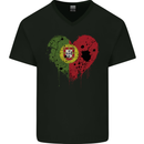 Love Portugal Flag Portuguese Day Football Mens V-Neck Cotton T-Shirt Black