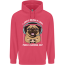 Love Pugs and Gaming Gamer Childrens Kids Hoodie Heliconia