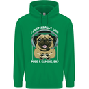Love Pugs and Gaming Gamer Childrens Kids Hoodie Irish Green