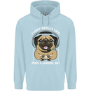 Love Pugs and Gaming Gamer Childrens Kids Hoodie Light Blue