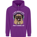 Love Pugs and Gaming Gamer Childrens Kids Hoodie Purple