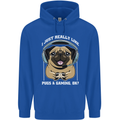 Love Pugs and Gaming Gamer Childrens Kids Hoodie Royal Blue