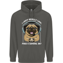 Love Pugs and Gaming Gamer Childrens Kids Hoodie Storm Grey