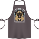 Love Pugs and Gaming Gamer Cotton Apron 100% Organic Dark Grey