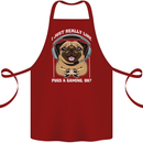 Love Pugs and Gaming Gamer Cotton Apron 100% Organic Maroon